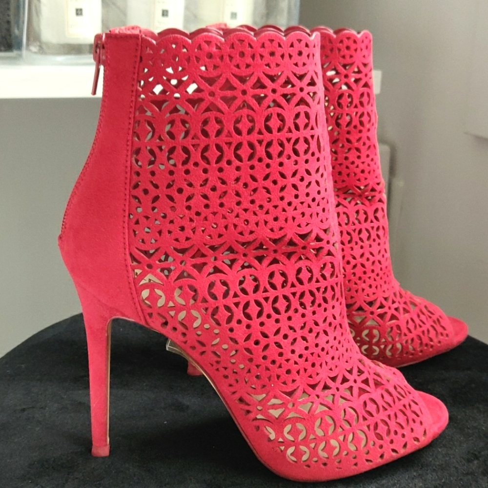 Red Ankle Boots/Bootie Open Toe